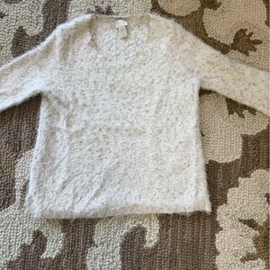 Chico's Cream Fuzzy Crew Neck Sweater